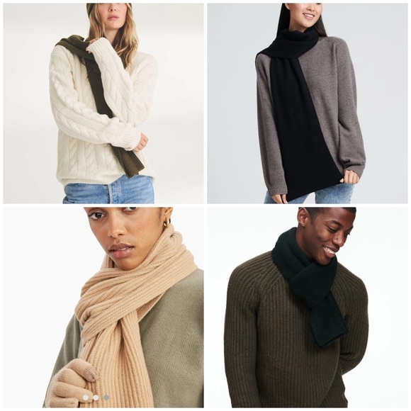 Naadam Signature Cashmere Ribbed Scarf in blue EUC - Picture 4 of 5